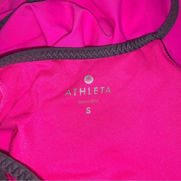 Athleta Tankini Top Women's Size Small Pink Grey Colourblock Swimwear Nylon - Picture 9 of 14